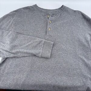 L.L.Bean Mens Size L Reg Traditional Fit Long Sleeve Henley Gray Cotton